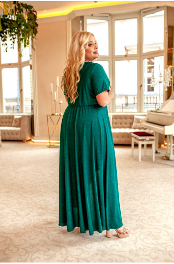 Cudowna suknia Plus Size w kolorze butelkowej zieleni Q-01