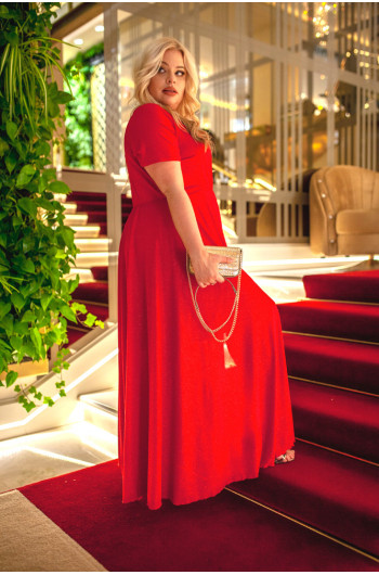 Czerwona genialna sukienka Plus Size Q-01 unikatowa