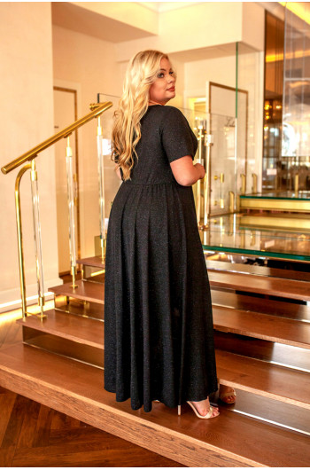 Olśniewająca, nietuzinkowa sukienka Plus Size wieczorowa Q-01 czarna