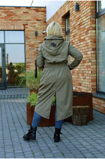Wyjątkowy kobiecy płaszcz w kolorze khaki Pv-3 maxi