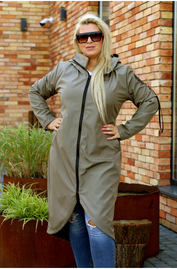 Wyjątkowy kobiecy płaszcz w kolorze khaki Pv-3 maxi