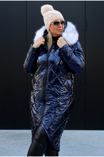 Wspaniała i kobieca zimowa kurtka Kz-01 w kolorze granatu