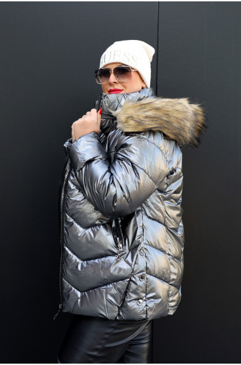 SALE! Cudowna ciepła zimowa kurtka Kx-02 odcień niklu