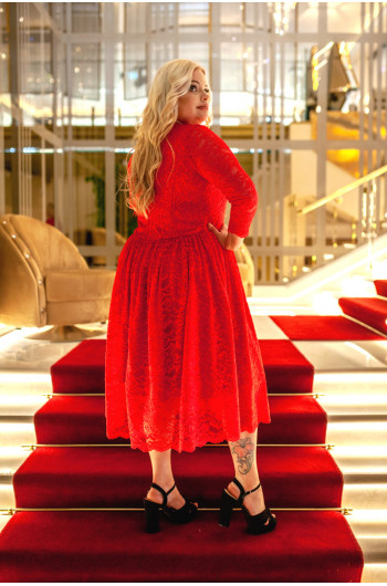 SALE! Cudowna sukienka, koronkowa Q-09 czerwona