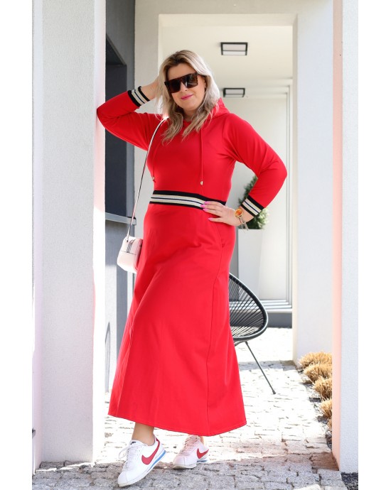 Dresowa sukienka, w kolorze czerwonym Y-20 długa