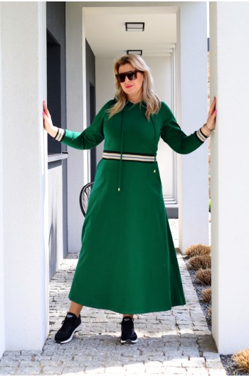 Najmodniejsza Y-20 długa suknia, zielona z kapturem