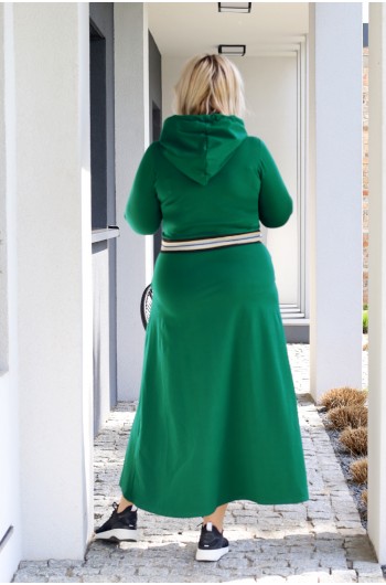 Najmodniejsza Y-20 długa suknia, zielona z kapturem