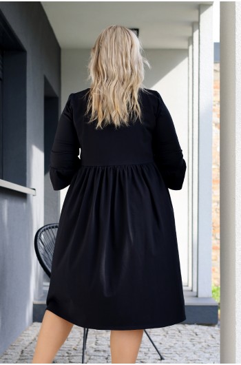 SALE! Y-23 Sukienka dresowa czarna, z falbankami na rękawach
