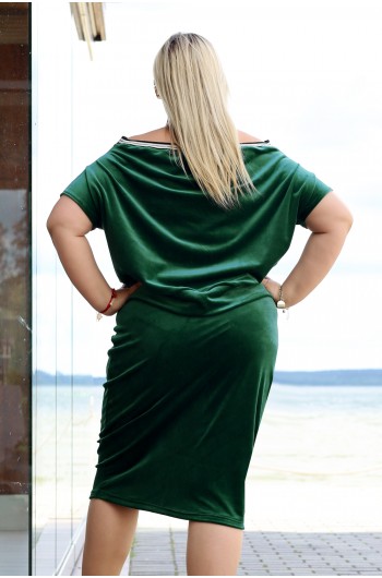 SALE! Piękna, ołówkowa spódnica z weluru DL-15 w kolorze  butelkowej zieleni
