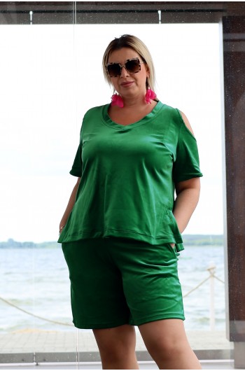 DL-19 Bluza welurowa w kolorze zielonym