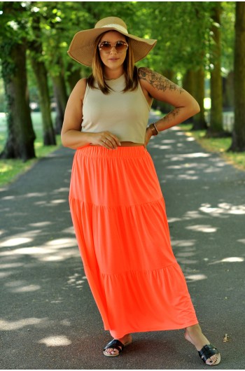 Spódnica neonowa długa w kolorze pomarańczowym