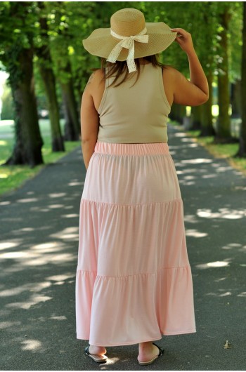 Spódnica długa, zwiewna w kolorze różowym