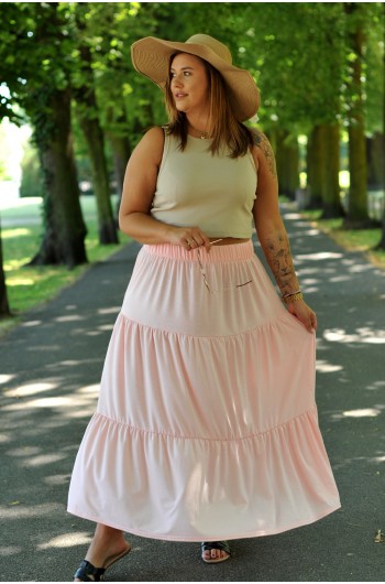 Spódnica długa, zwiewna w kolorze różowym