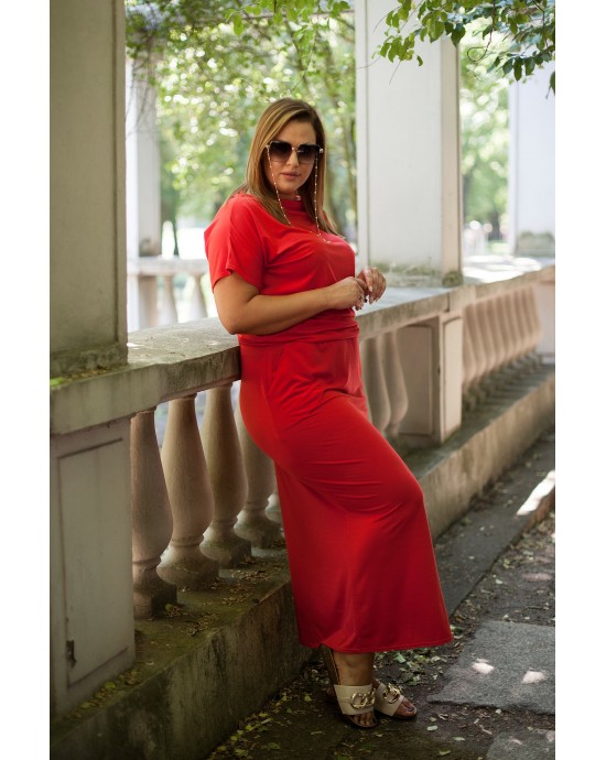 Letnia sukienka maxi S-80, w kolorze czerwonym