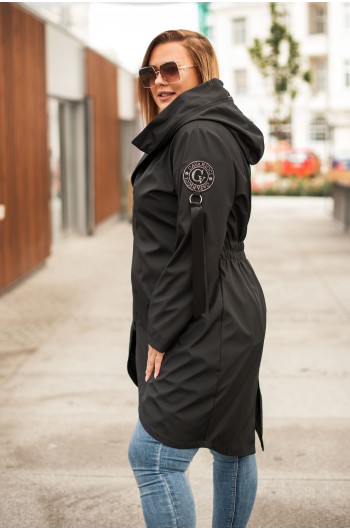 Klasyczny płaszcz wiosenny Pv-3 midi czarny