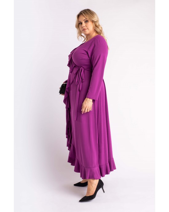 Sukienka CAVARICCI S-01 MAXI z falbanką w kolorze fioletowym