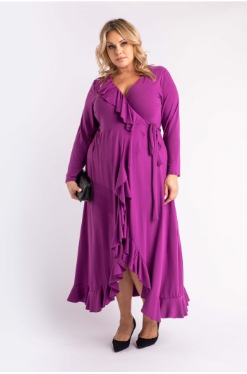 Sukienka CAVARICCI S-01 MAXI z falbanką w kolorze fioletowym