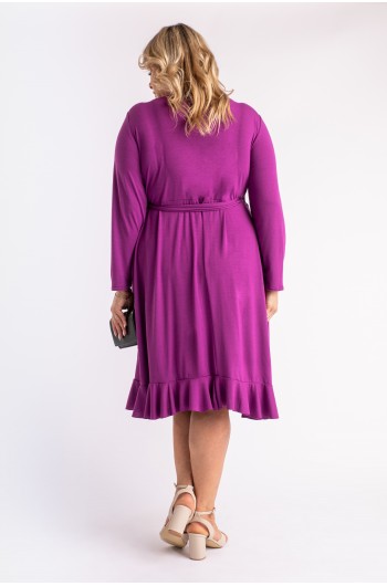 Sukienka CAVARICCI S-01 MIDI z falbanką w kolorze fioletowym