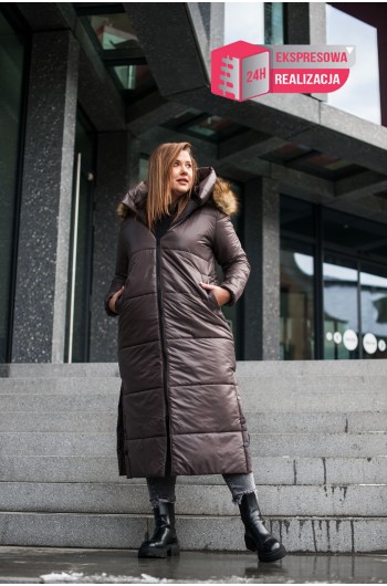 SALE! Kzs-10 czekoladowa kurtka, długa, idealna na zimę