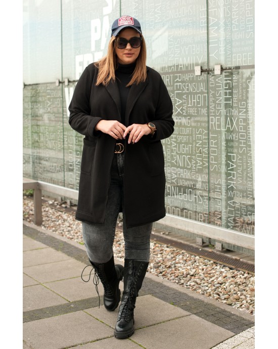 SALE! Płaszcz dresowy prosty z kieszeniami Pb-02 w kolorze czarnym