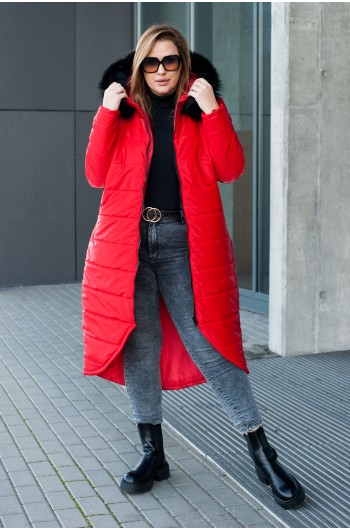 SALE! Zjawiskowa czerwona kurtka, idealna na zimę Kz-01, z kapturem
