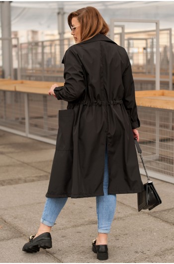 PATRIZIA - Płaszcz wiosenny wiązany w kolorze czarnym