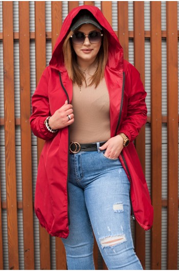 KARLA - Wyjątkowa, czerwona kurtka, ze ściągaczem