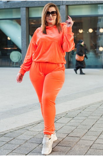 DARIO - Dres welurowy z dużą kieszenią w kolorze pomarańczowym