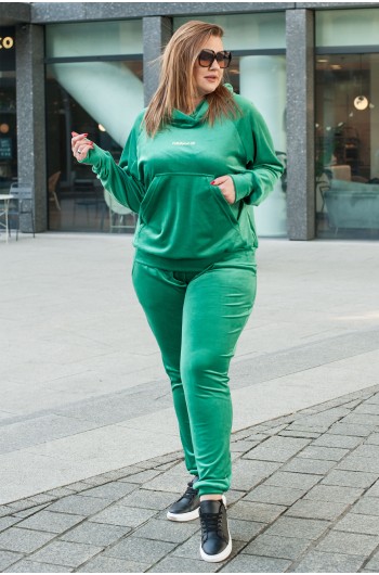 DARIO - Dres welurowy z dużą kieszenią w kolorze zielonym