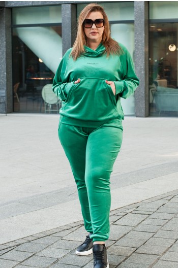 DARIO - Dres welurowy z dużą kieszenią w kolorze zielonym