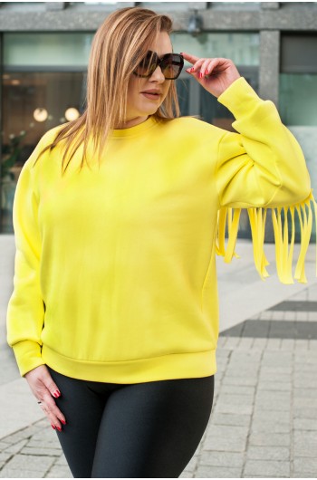 BIBIANA - Bluza dresowa z frędzlami w kolorze żółtym
