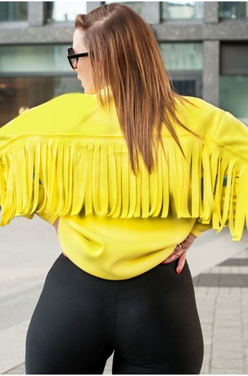 BIBIANA - Bluza dresowa z frędzlami w kolorze żółtym