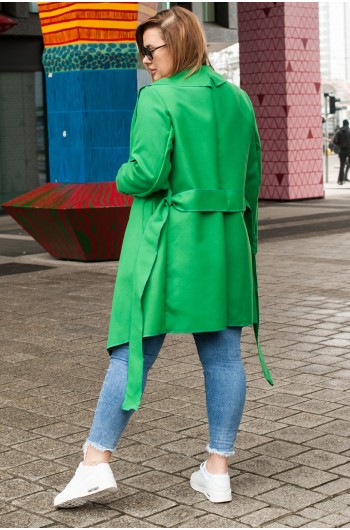 PALESTRINA - Piękny płaszcz MAXI w kolorze zielonym