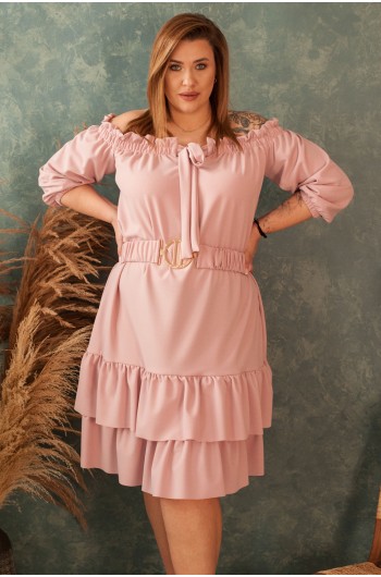 SARETTA - Olśniewająca sukienka w pięknym kolorze różowym