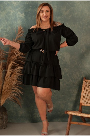 SARETTA - Olśniewająca sukienka w pięknym kolorze czarnym