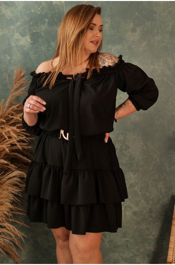 SARETTA - Olśniewająca sukienka w pięknym kolorze czarnym