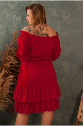 SARETTA - Olśniewająca sukienka w pięknym kolorze czerwonym