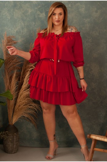 SARETTA - Olśniewająca sukienka w pięknym kolorze czerwonym