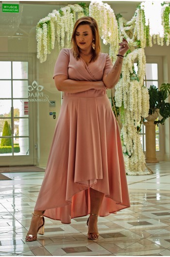 RITA - Sukienka wizytowa MAXI w pięknym kolorze różowym