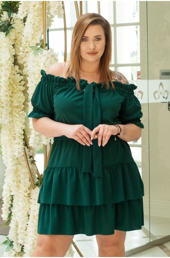 SEFORA - Olśniewająca sukienka w pięknym kolorze butelkowej zieleni