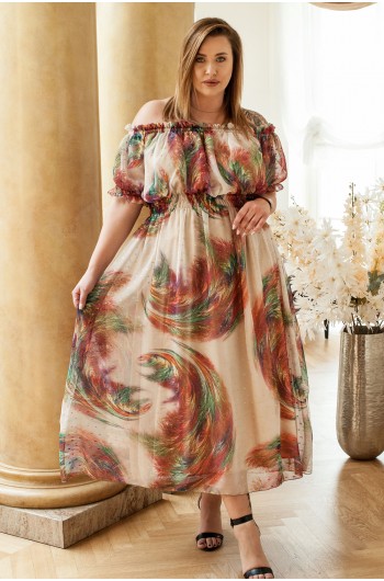 SANDRA MAXI - Długa sukienka w pięknych wiosennych kolorach