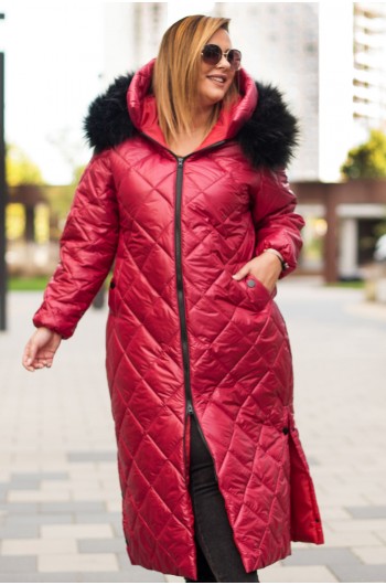 ZAIDA - Pikowany płaszcz zimowy, w kolorze czerwonym