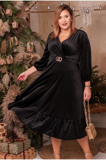 MARISA - Sukienka welurowa w klasycznym czarnym kolorze