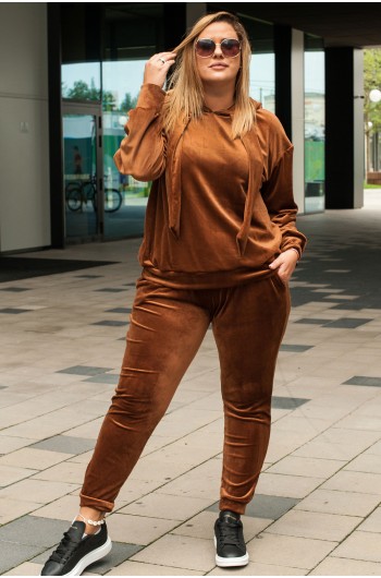 SALE! DONATO - Spodnie welurowe w kolorze brązu