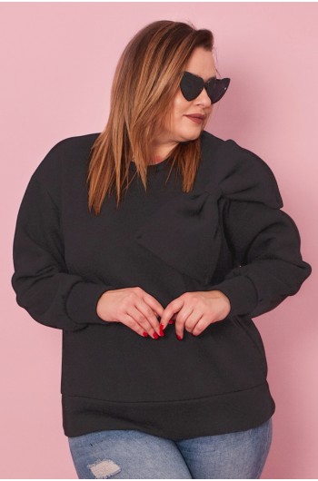 BLANKA - Bluza z dużą kokardą w kolorze czarnym