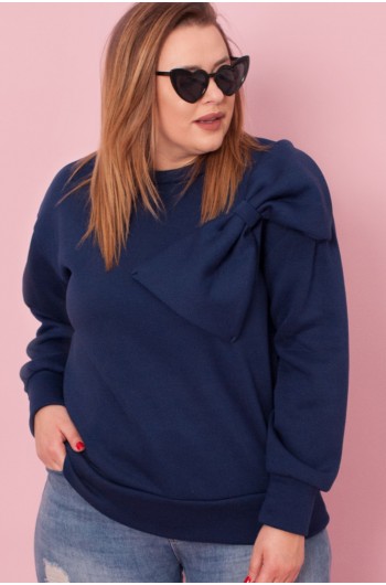 BLANKA - Bluza z dużą kokardą w kolorze granatowym