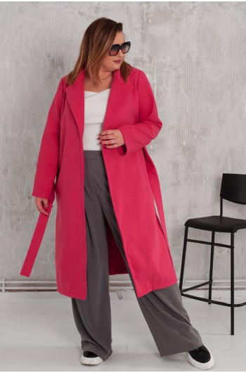 SALE! POLLY - Wiązany elegancki płaszcz flauszowy w kolorze...