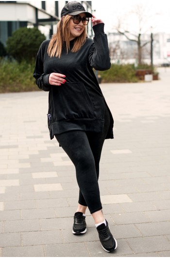 DINA - Dres welurowy z dłuższą bluzą w kolorze czarnym