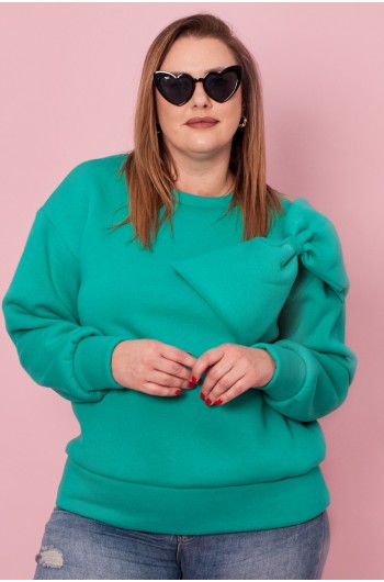 SALE! BLANKA - Bluza z dużą kokardą w kolorze turkusowym