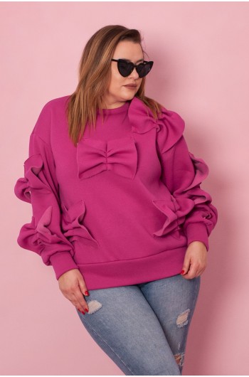 SALE! BETINA - Bluza z kokardami w kolorze fuksji